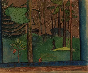 Simberg Hugo Prints: Autumn in the Forest, 1895. Creator: Hugo Simberg