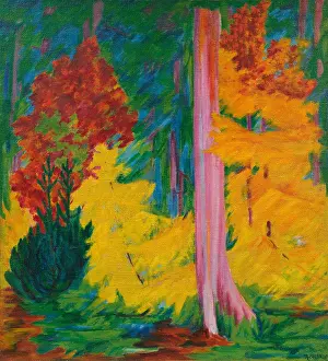 Landscapeexpressionismpainting Prints: Autumn in the forest, 1920-1924. Creator: Bauknecht, Philipp (1884-1933)