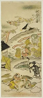 Torii School Prints: Autumn: Harvesting Rice (Aki: inekari no zu)
