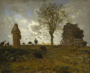 Jean Francois Prints: Autumn Landscape with a Flock of Turkeys, 1872-73. Creator: Jean Francois Millet