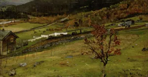 Clothes Line Prints: Autumn Landscape, Oylo, 1879. Creator: Gerhard Munthe