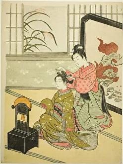 Harunobu Prints: Autumn Moon in the Mirror (Kyodai no shugetsu)