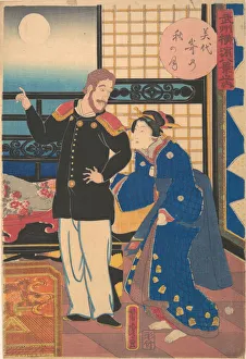 Yoshitora Utagawa Prints: Autumn Moon at Miyozaki, 1st month, 1861. Creator: Utagawa Yoshitora