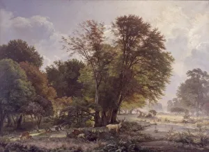 Deer Park Prints: Autumn morning in the Jægersborg deer park, 1866. Creator: Carl Frederik Aagaard
