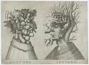 Autumn Collection: Autumn and Winter: two heads made from flora typical of those seasons, ca. 1580-1620. ca