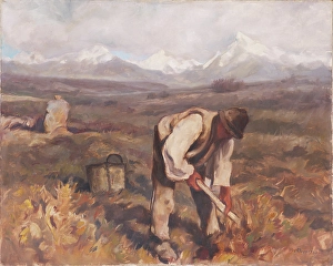 Potatoes Prints: Autumn work (digging potatoes), 1934. Creator: Zolo Palugyay