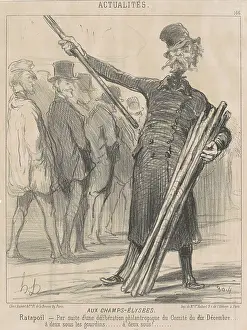 Street Vendor Prints: Aux Champs-Elysees, July 12, 1851. Creator: Honore Daumier