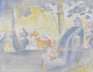 Ink On Paper Colour Lithograph Prints: Aux Champs-Elysees (On the Champs-Elysees)