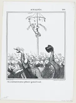 Climbing Prints: On avait tout de meme joliment graisse le mat, 1869. Creator: Honore Daumier