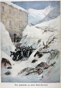 Hospice Prints: Avalanche at Mont Saint-Bernard, Switzerland, 1897. Artist: Henri Meyer