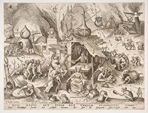Breugel Pieter Gallery: Avarice (Avaritia) from the series The Seven Deadly Sins, 1558. Creator: Philip Galle