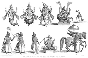 The Ten Avatars or Incarnations of Vishnu, c1880