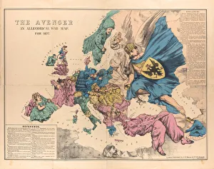 Balkan Prints: The Avenger: An Allegorical War Map for 1877, 1876-1877. Creator: Anonymous