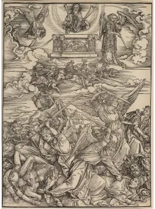 Antichrist Prints: The Four Avenging Angels of Euphrates. From Apocalypsis cum Figuris, c. 1497