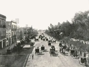 Tenochtitlan Prints: Avenida Juarez, Mexico City, Mexico, 1895. Creator: Abel Briquet