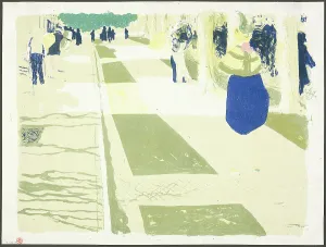 Strolling Prints: The Avenue, plate two from Landscapes and Interiors, 1899. Creator: Edouard Vuillard