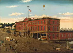 Depot Gallery: The Third Avenue Railroad Depot, ca. 1859-60. Creator: William H Schenck
