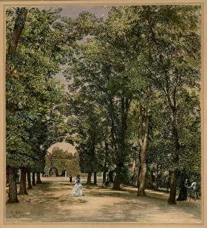 Watercolour On Paper Gallery: Avenue in the Schonbrunn palace park, ca 1871-1874