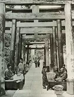 Ponting Collection: An Avenue of Torii at Inari, 1910. Creator: Herbert Ponting