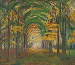 Vanishing Point Prints: Avenue of trees, 1923-1928. Creator: Karoly Kernstok