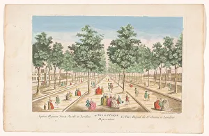 Strolling Prints: Avenues in Saint James's Park in London, 1745-1775. Creator: Anon