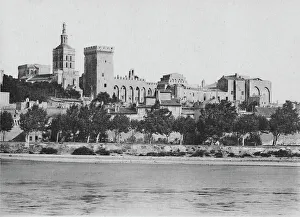 Papal Palace Prints: Avignon. - The Rhone and Popes Palace, c1925