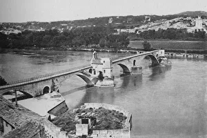 Vaucluse Prints: Avignon - St. Benezet Bridge and Rhone Valley, View Taken From Doms Fort, c1925