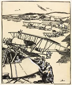 Avions reposant sur le terrain, 1914. Creator: Auguste Louis Lepere (French, 1849-1918)