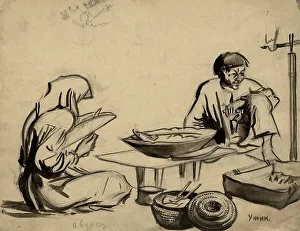 A G Vargin Prints: Avurhu dinner, Selkups, 1920. Creator: A. G. Vargin