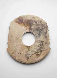Ceremonial Object Prints: Axe (yue ?), made from a collared disk, Late Shang dynasty, ca. 1300-ca. 1050 BCE