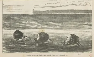 Swimmers Prints: Ayant eu la vaniteuse idée de vouloir... 19th century. Creator: Honore Daumier