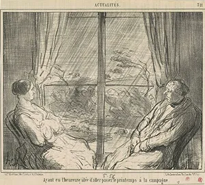 Looking Out Prints: Ayant eu... l'idée d'aller... 19th century. Creator: Honore Daumier
