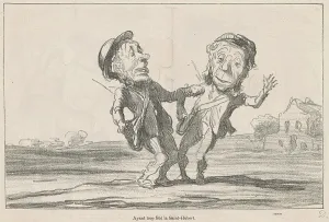 Ayant trop fêté la Saint-Hubert, 19th century. Creator: Honore Daumier