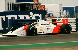 Mclaren Prints: Ayrton Senna in the McLaren MP4-7 1992 British Grand Prix at Silverstone