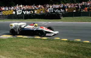 Brazil Prints: Ayrton Senna in the Toleman TG184 during 1984 British Grand Prix Brands Hatch
