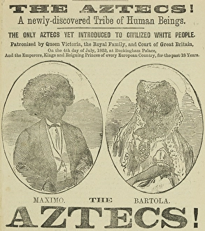 Disability Prints: The Aztecs! Exhibition advert, 1867. Creator: Unknown