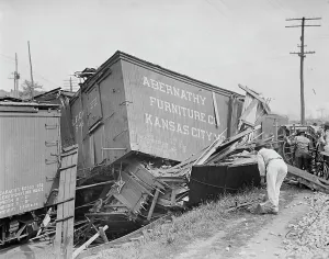 Wreck Prints: B & O Wreck - Washington, between c1910 and c1915. Creator: Bain News Service