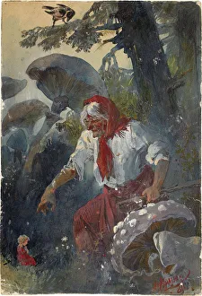 Magic Prints: Baba Yaga, 1889. Artist: Karasin, Nikolai Nikolayevich (1842-1908)