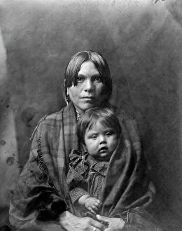 Shawl Collection: Babe and parent, c1905. Creator: Edward Sheriff Curtis