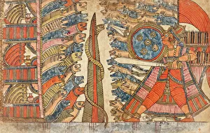 Babhruvahana Prints: Babhruvahana and the Mongoose Fight the Serpents (verso).. c1850. Creator: Unknown