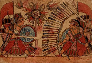 Babhruvahana Prints: Babhruvahana Resumes his Fight with Vrishaketu (verso)... c1850. Creator: Unknown