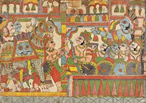 Babhruvahana Prints: Babhruvahana Surrenders the Sacrificial Horse Syamakarna to His Father