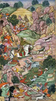 Shotgun Prints: Babur hunting deer between Ali Shang and Alangar near Kabul, Afghanistan, 1520