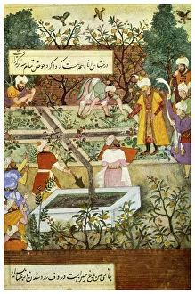 Babur Collection: Babur superintending in the Garden of Fidelity, 1508 (1956)