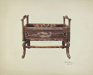 Cradle Prints: Baby Cradle, c. 1939. Creator: Grace Thomas