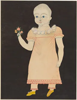 Na And Xef Prints: Baby in Pink Dress with Roses, c. 1820. Creator: Unknown