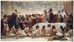 Mesopotamian Gallery: The Babylonian Marriage Market, 1915. Artist: Ernest Wellcousins