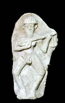 Babylonia Prints: Babylonian terracotta figure of a male musician