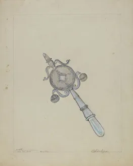 Rattle Prints: Baby's Rattle, 1935/1942. Creator: Columbus Simpson