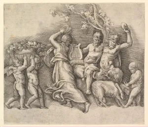 Festivities Prints: A Bacchanal, 1530-61. Creator: Battista Franco Veneziano